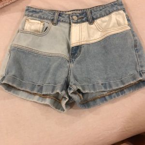 Different colored denim shorts